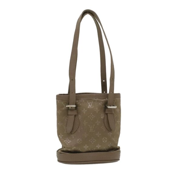 LOUIS VUITTON Monogram Satin Little bucket Hand Bag Beige M92145 LV Auth am3521A - Picture 3 of 16